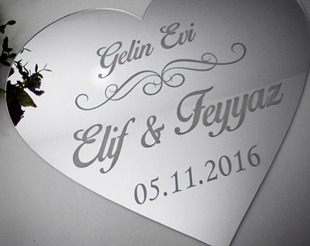 Ayna Pleksi, Ayna Harf, Kapı Süsü, Nişan, Düğün, Kına, Ayna İsimlik jpg